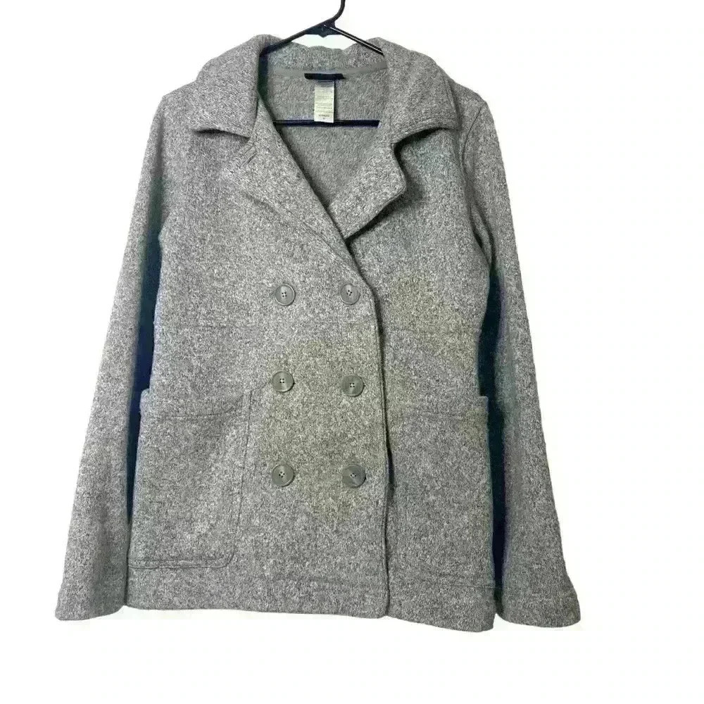 Patagonia Better Sweater woman’s Peacoat Fleece Coat Gray Buttons Sz Medium - Picture 2 of 10